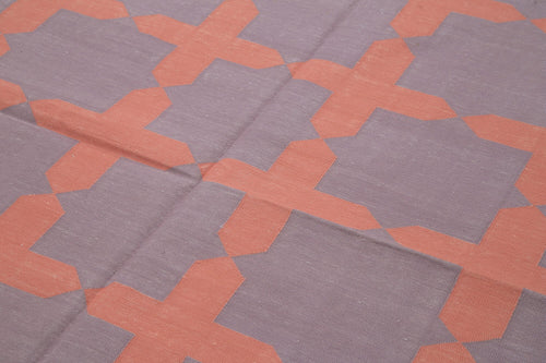 Geometric Duri Purple Geometric Cotton Wool Handmade Area Rug 6'0'' x 9'0''