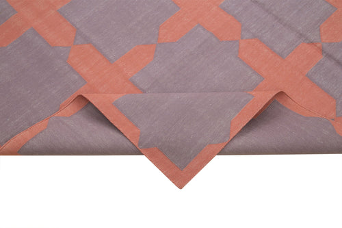 Geometric Duri Purple Geometric Cotton Wool Handmade Area Rug 6'0'' x 9'0''
