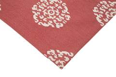 Geometric Duri Red Geometric Cotton Wool Handmade Area Rug 5'11'' x 8'9''