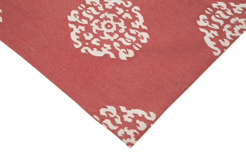 Geometric Duri Red Geometric Cotton Wool Handmade Area Rug 5'11'' x 8'9''