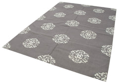 Geometric Duri Grey Geometric Cotton Wool Handmade Area Rug 6'2'' x 8'10''