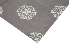 Geometric Duri Grey Geometric Cotton Wool Handmade Area Rug 6'2'' x 8'10''