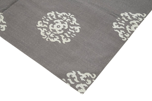 Geometric Duri Grey Geometric Cotton Wool Handmade Area Rug 6'2'' x 8'10''