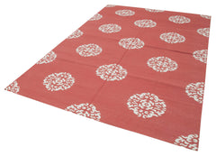 Geometric Duri Red Geometric Cotton Wool Handmade Area Rug 6'1'' x 8'11''