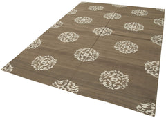 Geometric Duri Brown Geometric Cotton Wool Handmade Area Rug 6'3'' x 8'11''