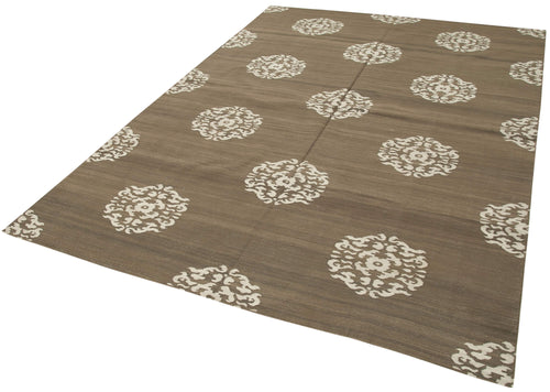 Geometric Duri Brown Geometric Cotton Wool Handmade Area Rug 6'3'' x 8'11''