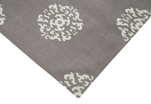 Geometric Duri Grey Geometric Cotton Wool Handmade Area Rug 6'1'' x 8'9''