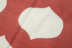 Geometric Duri Red Geometric Cotton Wool Handmade Area Rug 6'1'' x 8'10''