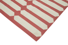 Geometric Duri Red Geometric Cotton Wool Handmade Area Rug 6'0'' x 8'10''
