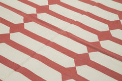 Geometric Duri Red Geometric Cotton Wool Handmade Area Rug 6'0'' x 8'10''