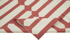 Geometric Duri Red Geometric Cotton Wool Handmade Area Rug 6'0'' x 8'10''