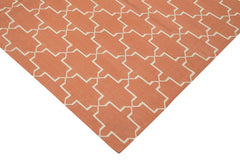 Geometric Duri Orange Geometric Cotton Wool Handmade Area Rug 6'5'' x 9'2''