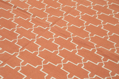 Geometric Duri Orange Geometric Cotton Wool Handmade Area Rug 6'5'' x 9'2''