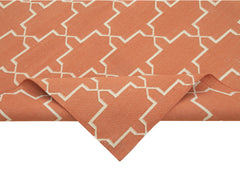 Geometric Duri Orange Geometric Cotton Wool Handmade Area Rug 6'5'' x 9'2''
