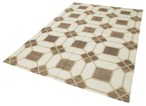 Geometric Duri Brown Geometric Cotton Wool Handmade Area Rug 5'10'' x 8'9''