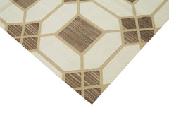 Geometric Duri Brown Geometric Cotton Wool Handmade Area Rug 5'10'' x 8'9''
