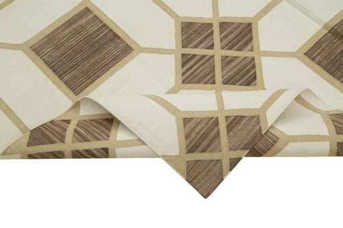 Geometric Duri Brown Geometric Cotton Wool Handmade Area Rug 5'10'' x 8'9''