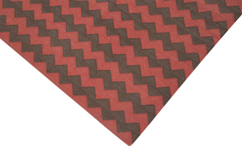 Geometric Duri Red Geometric Cotton Wool Handmade Area Rug 6'0'' x 8'11''