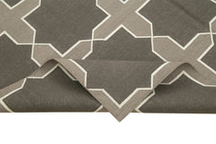 Geometric Duri Grey Geometric Cotton Wool Handmade Area Rug 6'3'' x 8'11''