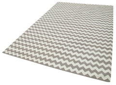 Geometric Duri Grey Geometric Cotton Wool Handmade Area Rug 6'0'' x 9'1''