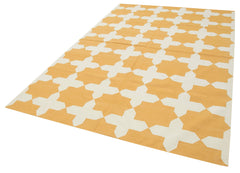 Geometric Duri Yellow Geometric Cotton Wool Handmade Area Rug 6'2'' x 8'11''