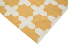Geometric Duri Yellow Geometric Cotton Wool Handmade Area Rug 6'2'' x 8'11''