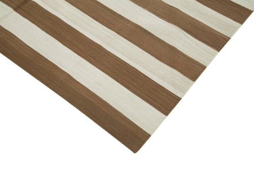 Geometric Duri Brown Geometric Cotton Wool Handmade Area Rug 6'0'' x 8'11''