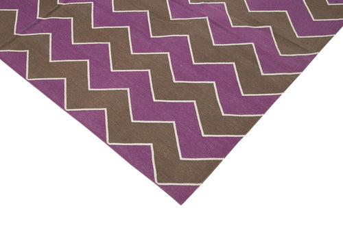 Geometric Duri Brown Geometric Cotton Wool Handmade Area Rug 6'2'' x 8'11''