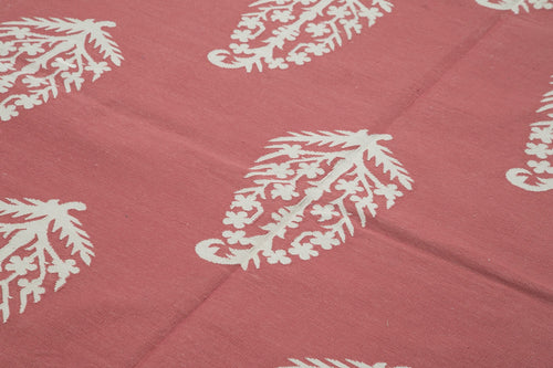 Geometric Duri Red Geometric Cotton Wool Handmade Area Rug 5'11'' x 8'11''