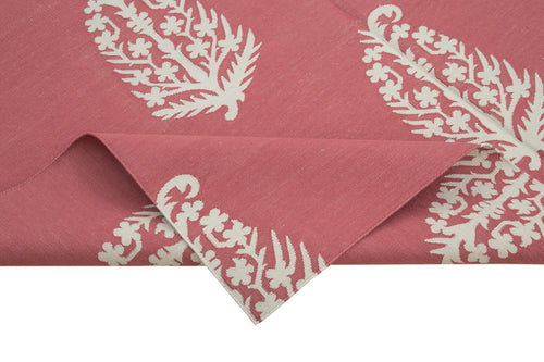 Geometric Duri Red Geometric Cotton Wool Handmade Area Rug 5'11'' x 8'11''