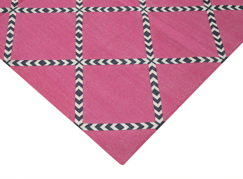 Geometric Duri Purple Geometric Cotton Wool Handmade Area Rug 6'0'' x 8'7''