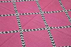 Geometric Duri Purple Geometric Cotton Wool Handmade Area Rug 6'0'' x 8'7''