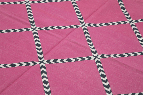 Geometric Duri Purple Geometric Cotton Wool Handmade Area Rug 6'0'' x 8'7''