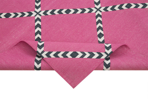 Geometric Duri Purple Geometric Cotton Wool Handmade Area Rug 6'0'' x 8'7''