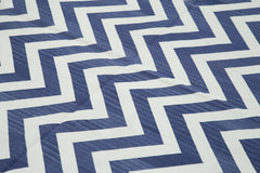 Geometric Duri Blue Geometric Cotton Wool Handmade Area Rug 6'0'' x 8'11''