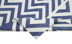 Geometric Duri Blue Geometric Cotton Wool Handmade Area Rug 6'0'' x 8'11''