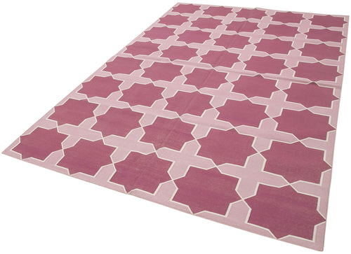Geometric Duri Purple Geometric Cotton Wool Handmade Area Rug 6'2'' x 9'0''