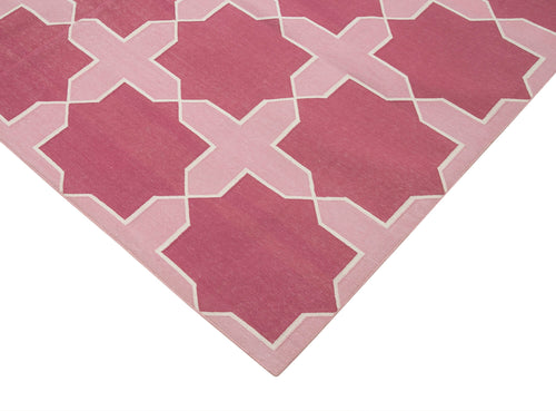 Geometric Duri Purple Geometric Cotton Wool Handmade Area Rug 6'2'' x 9'0''