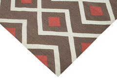 Geometric Duri Brown Geometric Cotton Wool Handmade Area Rug 6'0'' x 8'11''