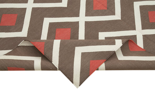 Geometric Duri Brown Geometric Cotton Wool Handmade Area Rug 6'0'' x 8'11''