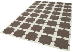 Handmade Area Rug - Brown Geometric Cotton Wool Rug 6'1"x9'0" Durable Soft Texture