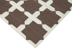 Handmade Area Rug - Brown Geometric Cotton Wool Rug 6'1"x9'0" Durable Soft Texture