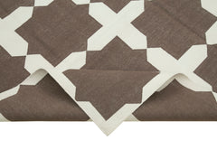 Handmade Area Rug - Brown Geometric Cotton Wool Rug 6'1"x9'0" Durable Soft Texture