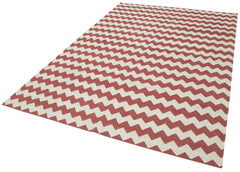 Geometric Duri Red Geometric Cotton Wool Handmade Area Rug 6'0'' x 8'10''