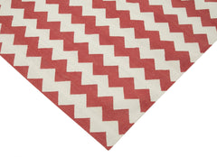 Geometric Duri Red Geometric Cotton Wool Handmade Area Rug 6'0'' x 8'10''