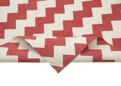 Geometric Duri Red Geometric Cotton Wool Handmade Area Rug 6'0'' x 8'10''