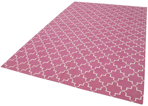 Geometric Duri Pink Geometric Cotton Wool Handmade Area Rug 6'1'' x 8'11''