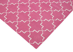 Geometric Duri Pink Geometric Cotton Wool Handmade Area Rug 6'1'' x 8'11''