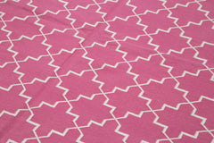 Geometric Duri Pink Geometric Cotton Wool Handmade Area Rug 6'1'' x 8'11''