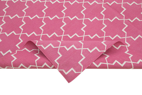Geometric Duri Pink Geometric Cotton Wool Handmade Area Rug 6'1'' x 8'11''